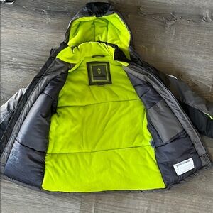 Black and Neon Green Hooded Jacket